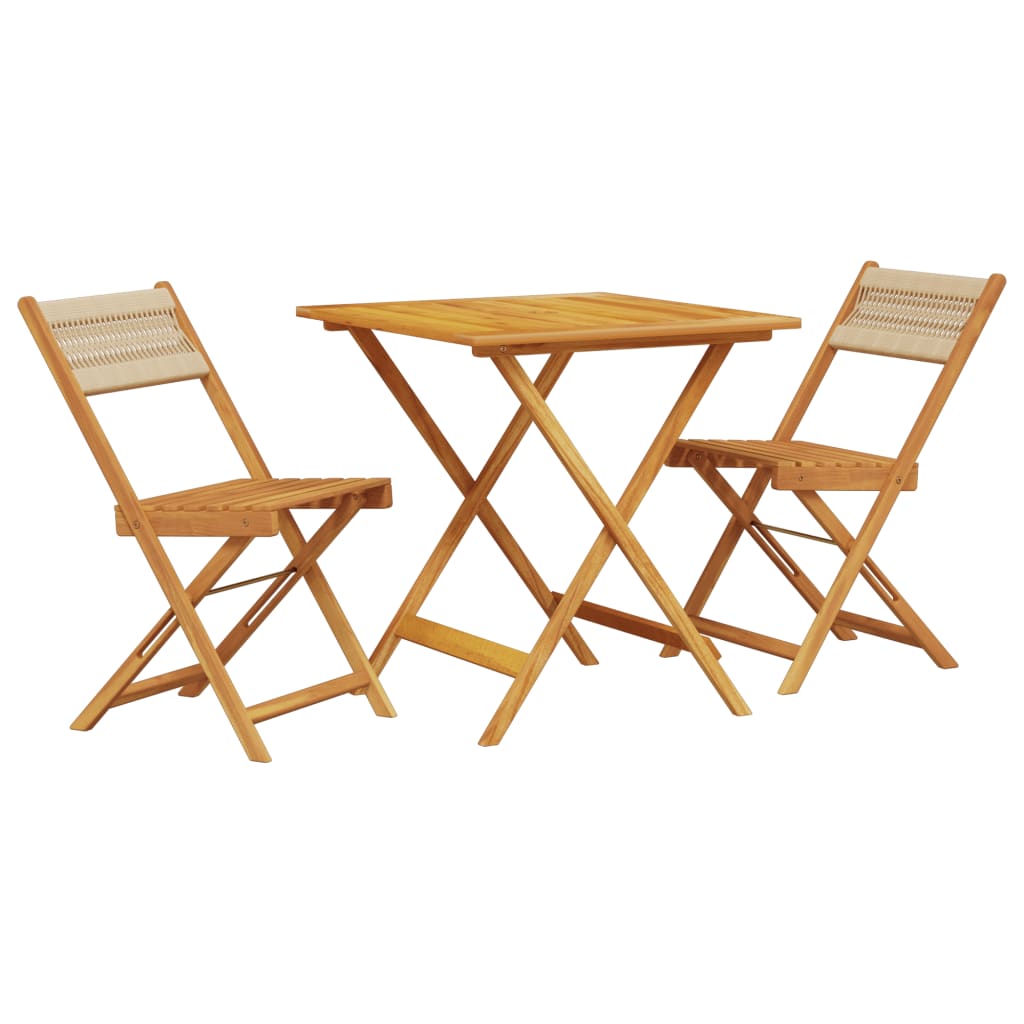 Set da Bistrot 3pz Beige in Polipropilene e Legno Massello | homemem39