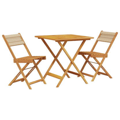 Set da Bistrot 3pz Beige in Polipropilene e Legno Massello - homemem39