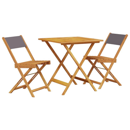 Set da Bistrot 3pz Antracite in Tessuto e Legno Massello | homemem39