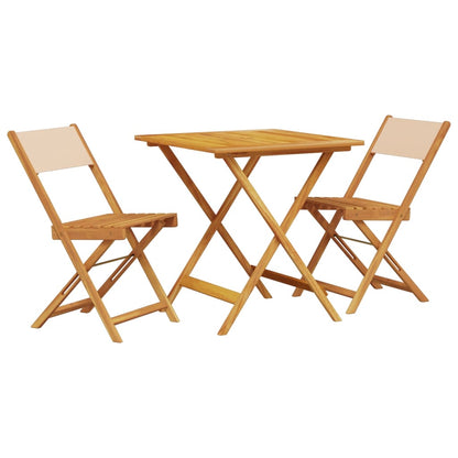 Set da Bistrot 3pz Beige in Tessuto e Legno Massello - homemem39
