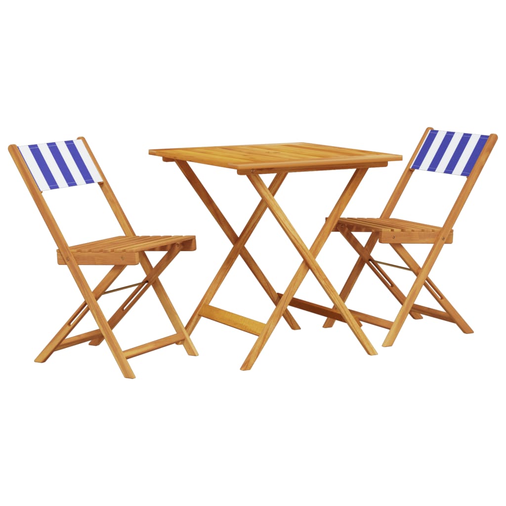 Set da Bistrot 3pz Blu e Bianco in Tessuto e Legno Massello | homemem39