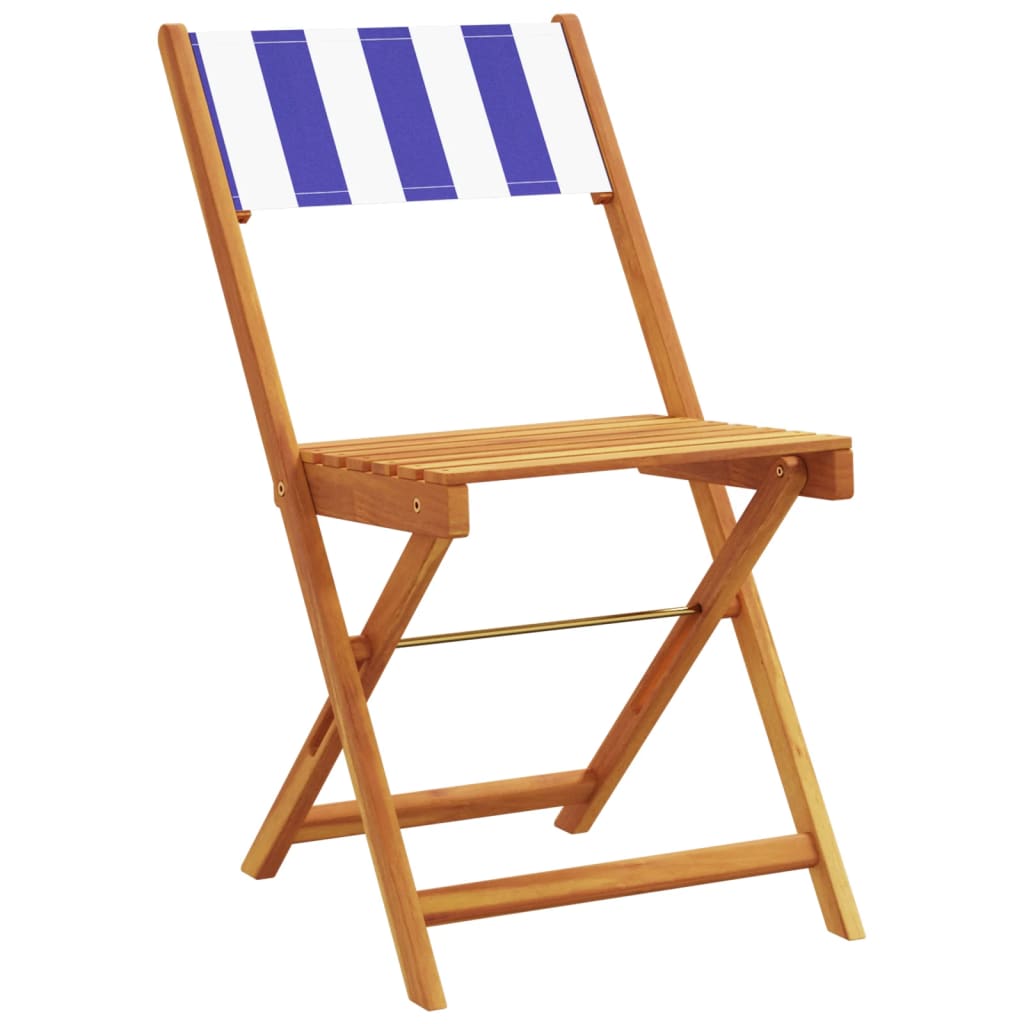 Set da Bistrot 3pz Blu e Bianco in Tessuto e Legno Massello | homemem39