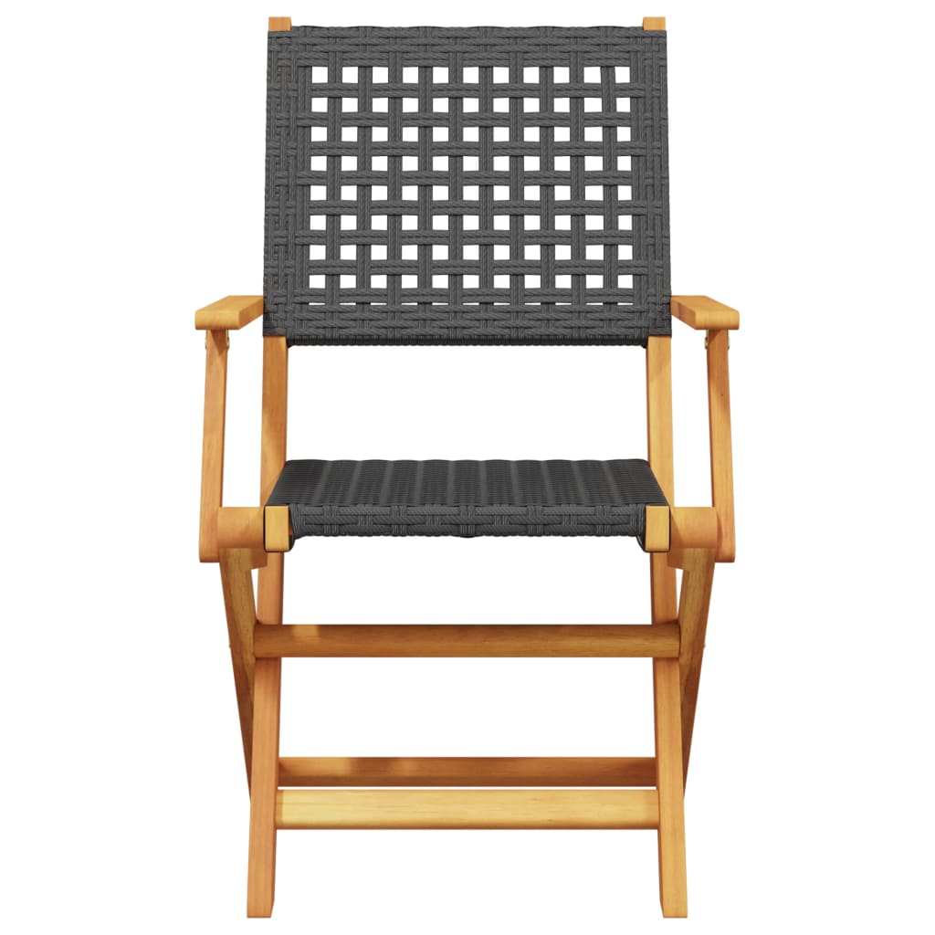 Set da Bistrot 3 pz Nero in Polyrattan e Legno Massello | homemem39