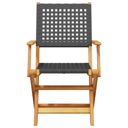 Set da Bistrot 3 pz Nero in Polyrattan e Legno Massello | homemem39