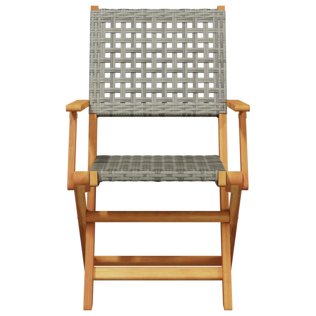 Set da Bistrot 3 pz Grigio in Polyrattan e Legno Massello | homemem39