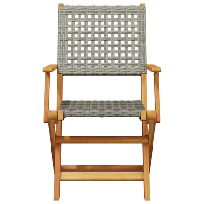Set da Bistrot 3 pz Grigio in Polyrattan e Legno Massello | homemem39