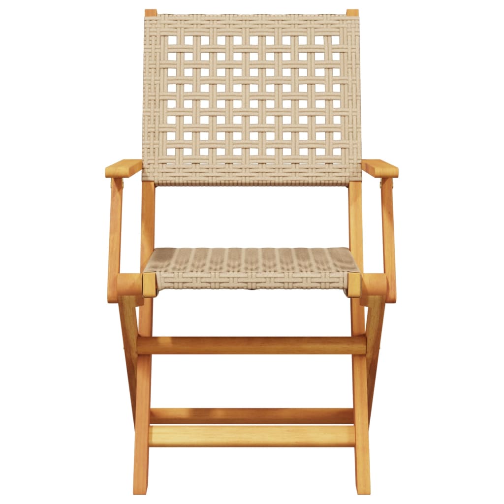 Set da Bistrot 3 pz Beige in Polyrattan e Legno Massello | homemem39