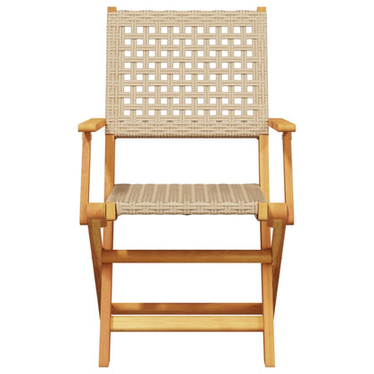 Set da Bistrot 3 pz Beige in Polyrattan e Legno Massello | homemem39