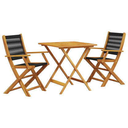 Set da Bistrot 3pz Nero in Polipropilene e Legno Massello | homemem39