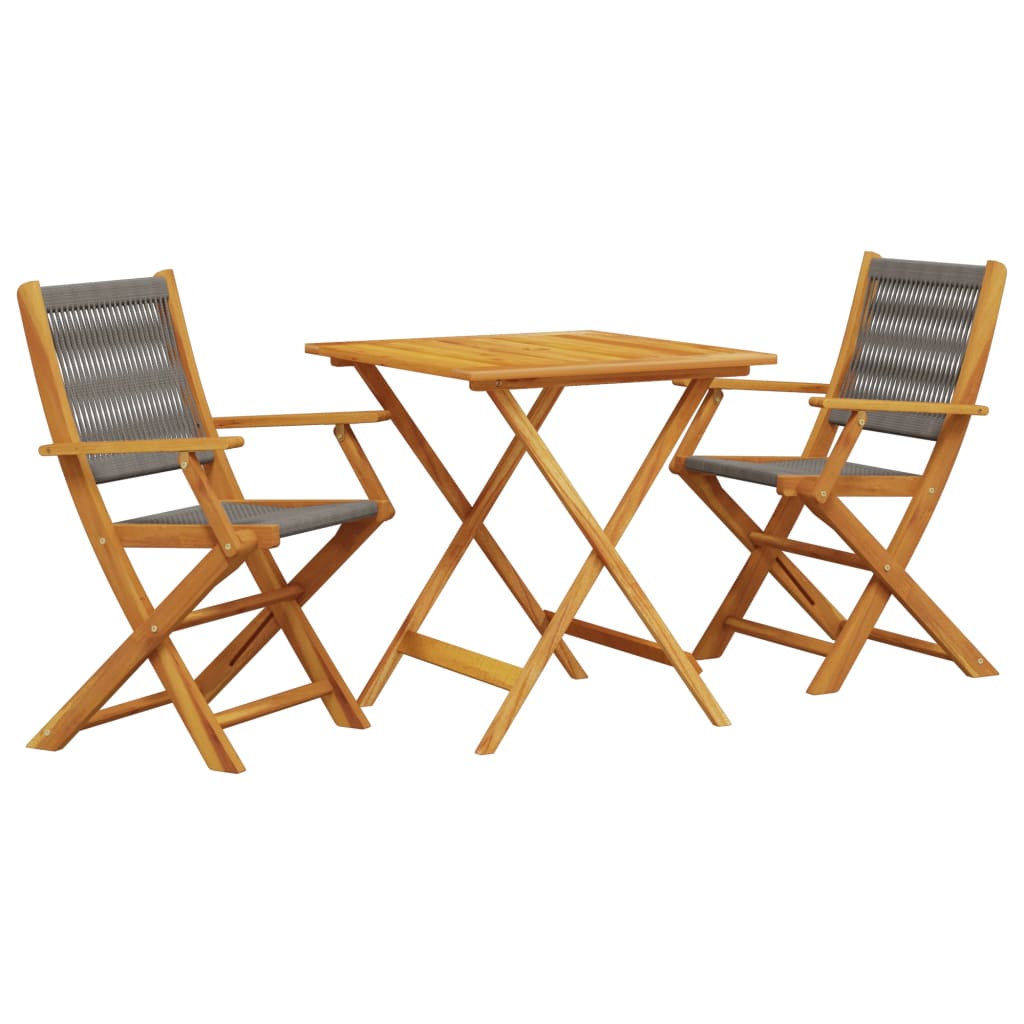 Set da Bistrot 3pz Grigio in Polipropilene e Legno Massello | homemem39