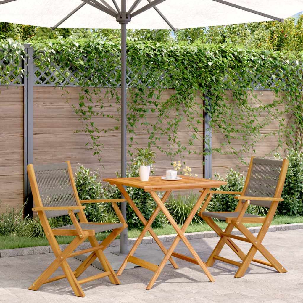 Set da Bistrot 3pz Grigio in Polipropilene e Legno Massello | homemem39
