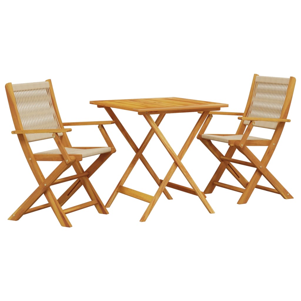 Set da Bistrot 3pz Beige in Polipropilene e Legno Massello | homemem39