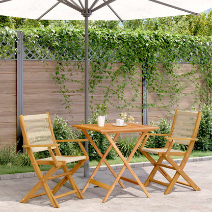 Set da Bistrot 3pz Beige in Polipropilene e Legno Massello | homemem39