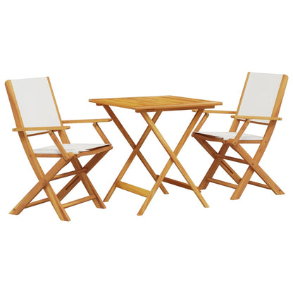 Set da Bistrot 3pz Bianco Crema in Tessuto e Legno Massello - homemem39