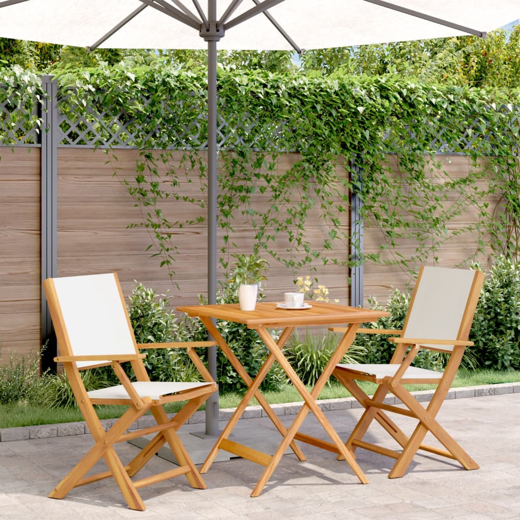 Set da Bistrot 3pz Bianco Crema in Tessuto e Legno Massello | homemem39