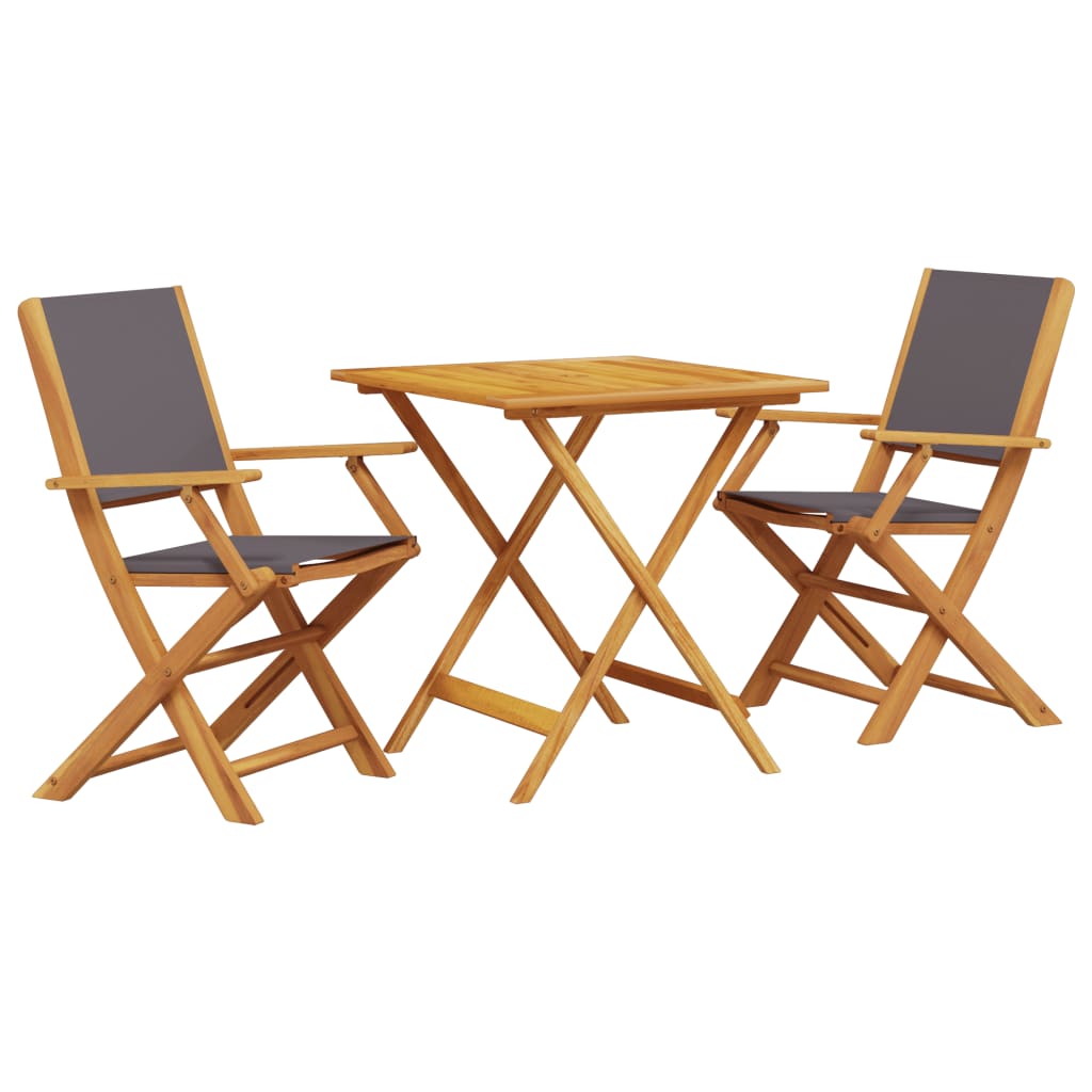 Set da Bistrot 3pz Antracite in Tessuto e Legno Massello | homemem39