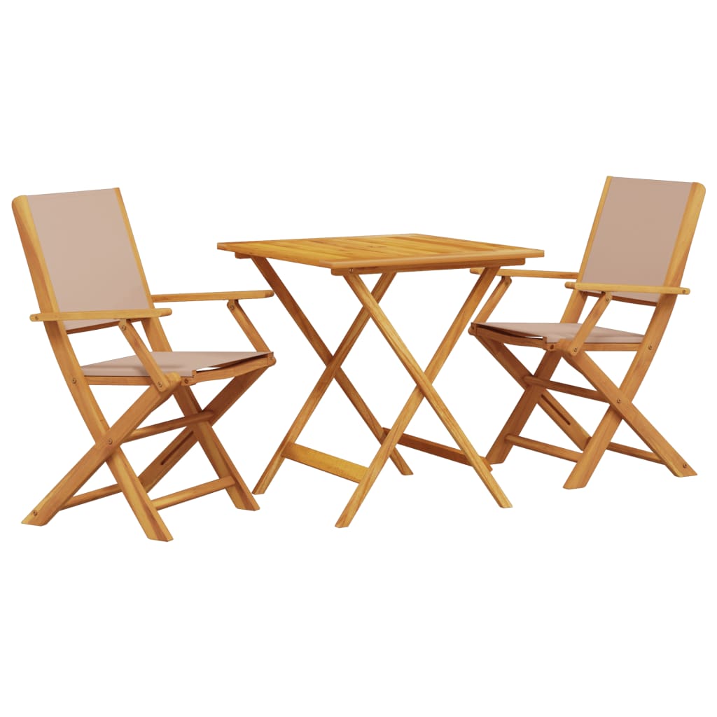 Set da Bistrot 3pz Tortora in Tessuto e Legno Massello | homemem39