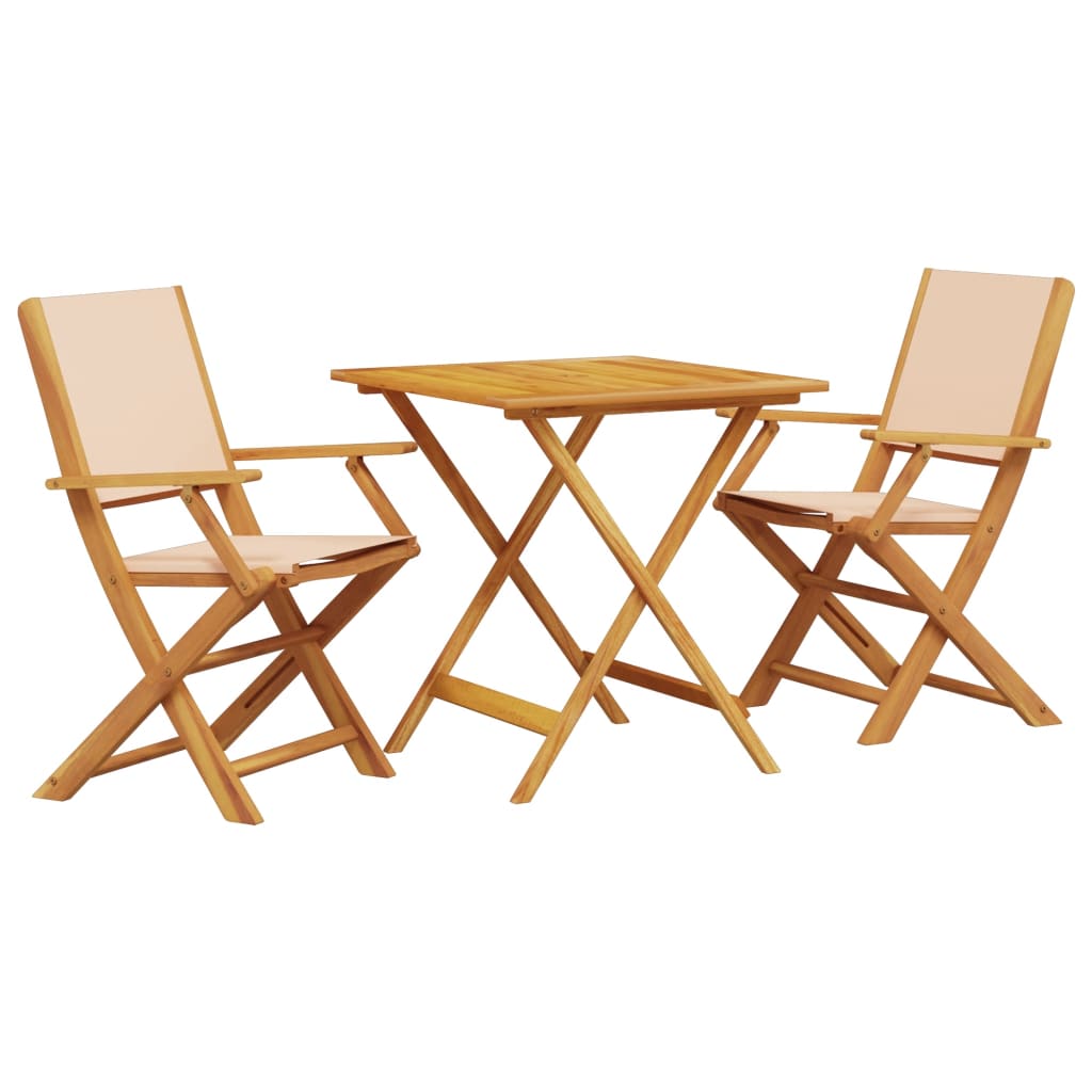 Set da Bistrot 3pz Beige in Tessuto e Legno Massello - homemem39