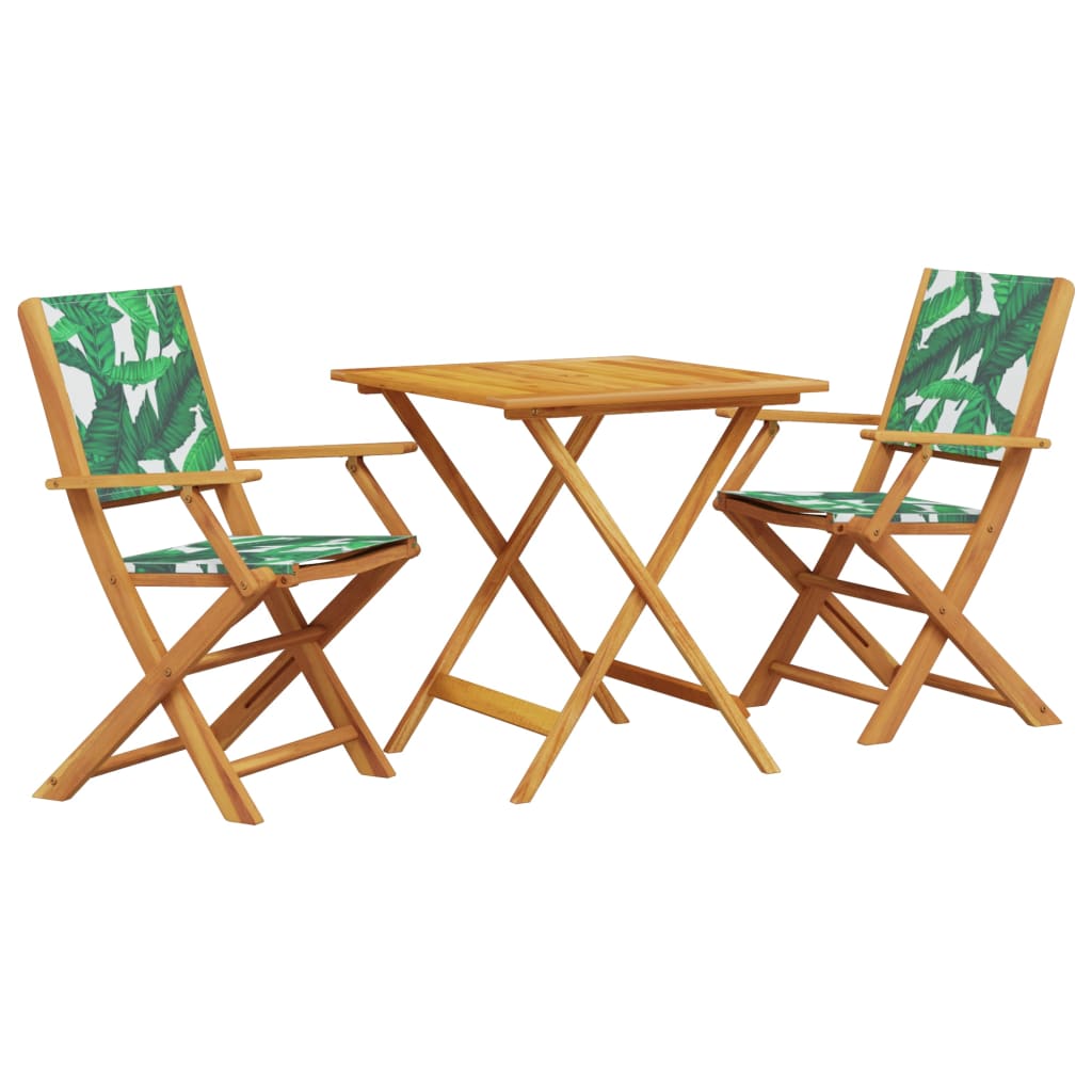 Set da Bistrot 3 pz Motivo Foglie in Tessuto e Legno Massello | homemem39