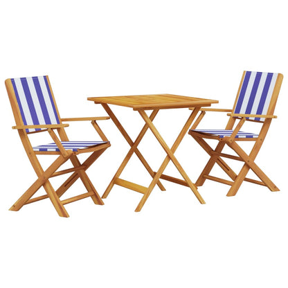 Set da Bistrot 3pz Blu e Bianco in Tessuto e Legno Massello - homemem39