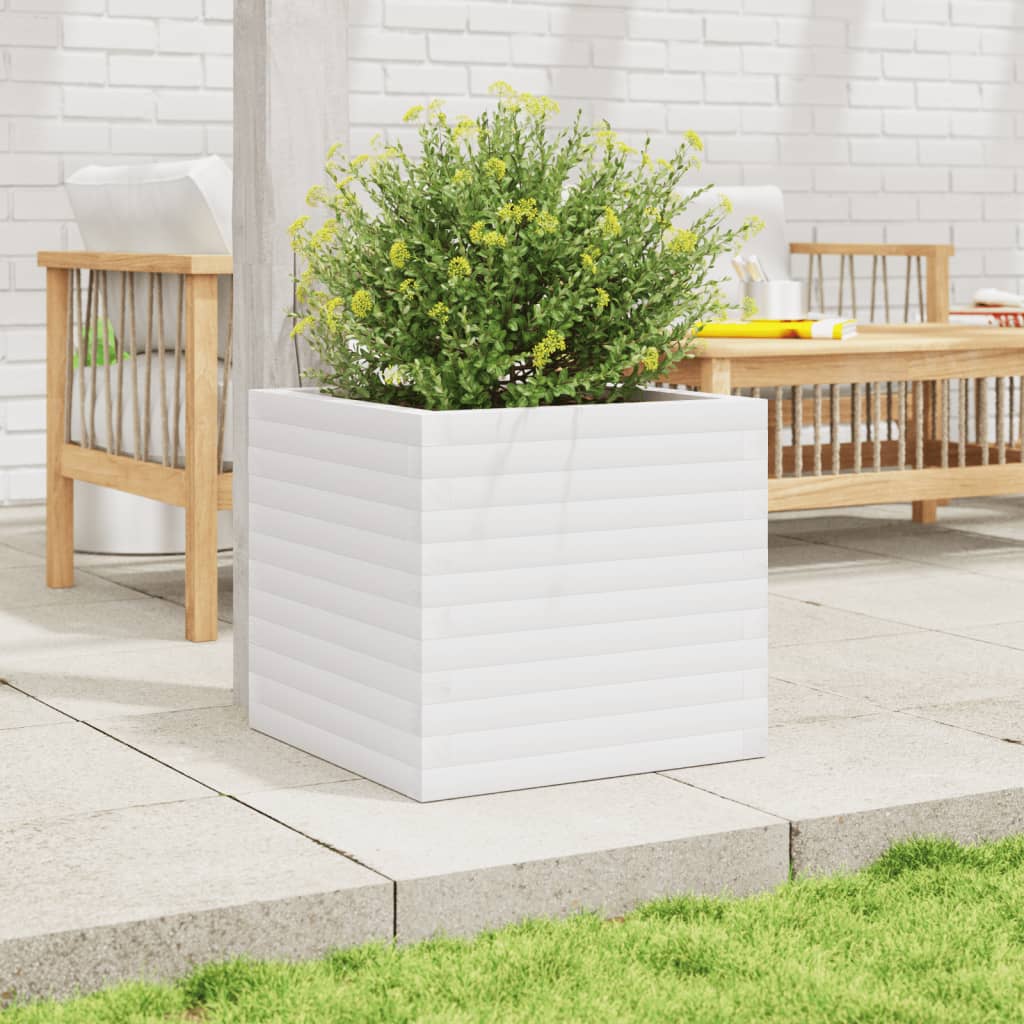 Fioriera da Giardino Bianca 50x50x46 cm Legno Massello di Pino | homemem39