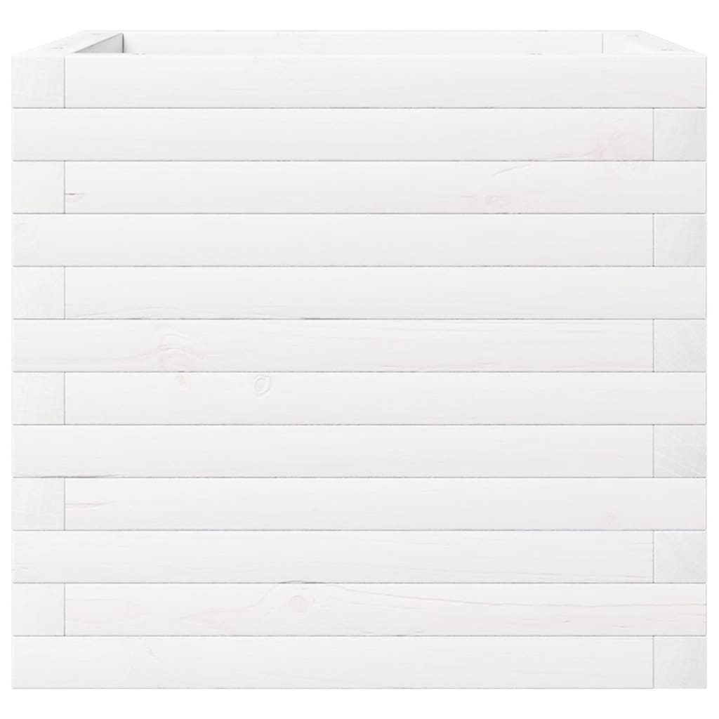 Fioriera da Giardino Bianca 50x50x46 cm Legno Massello di Pino - homemem39