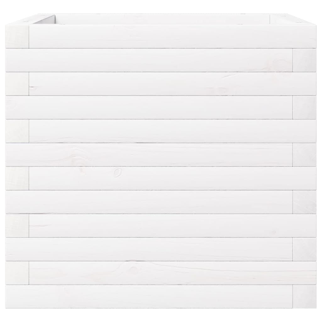 Fioriera da Giardino Bianca 50x50x46 cm Legno Massello di Pino - homemem39
