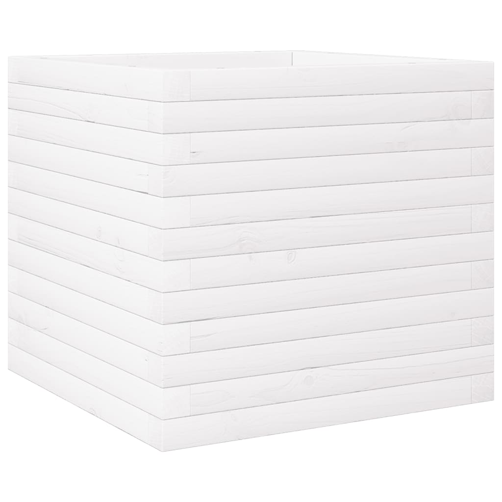 Fioriera da Giardino Bianca 50x50x46 cm Legno Massello di Pino | homemem39