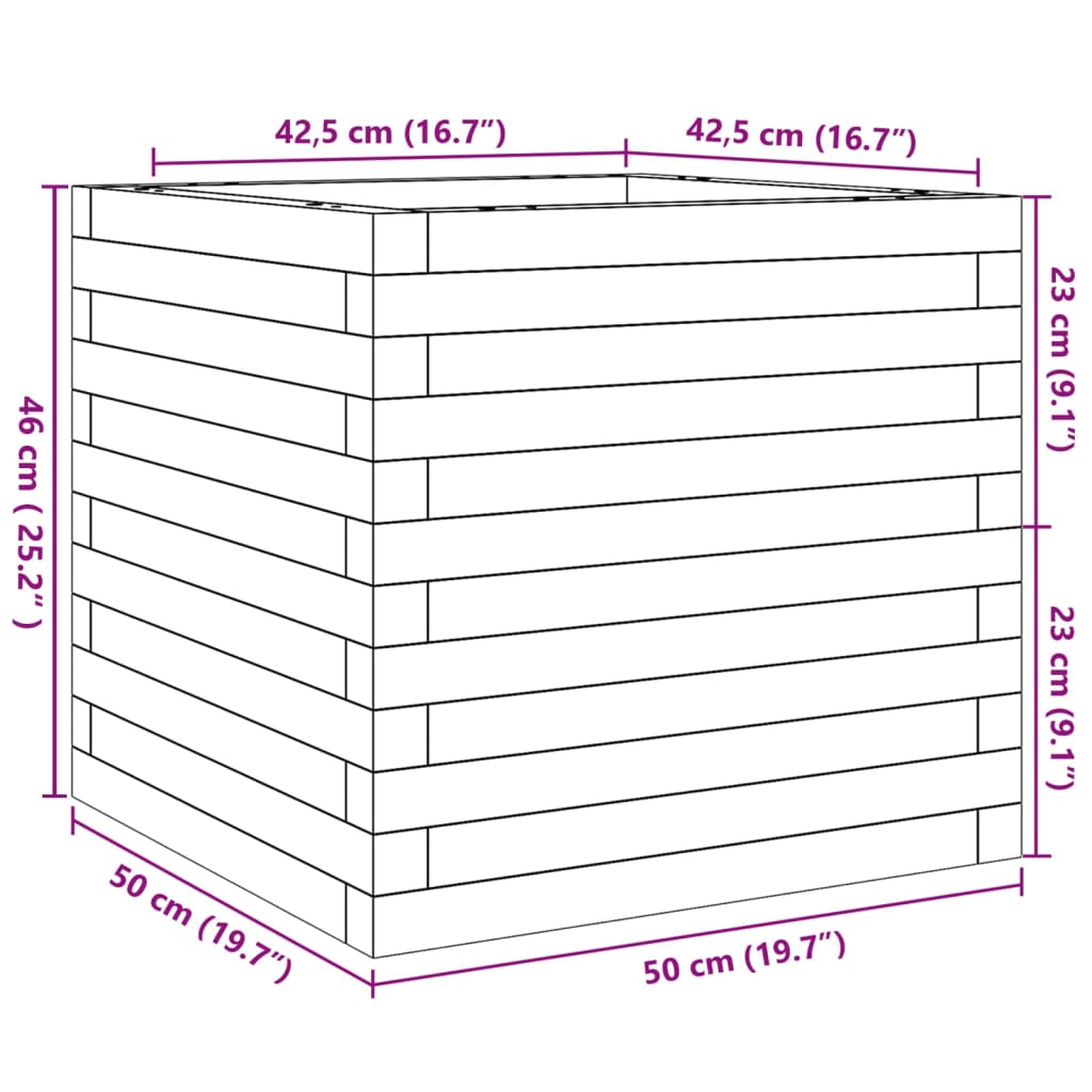 Fioriera da Giardino Bianca 50x50x46 cm Legno Massello di Pino | homemem39