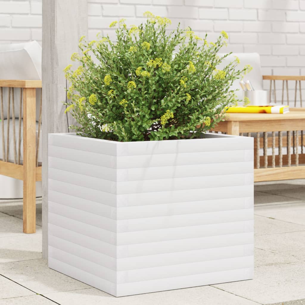 Fioriera da Giardino Bianca 50x50x46 cm Legno Massello di Pino | homemem39