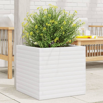 Fioriera da Giardino Bianca 50x50x46 cm Legno Massello di Pino | homemem39