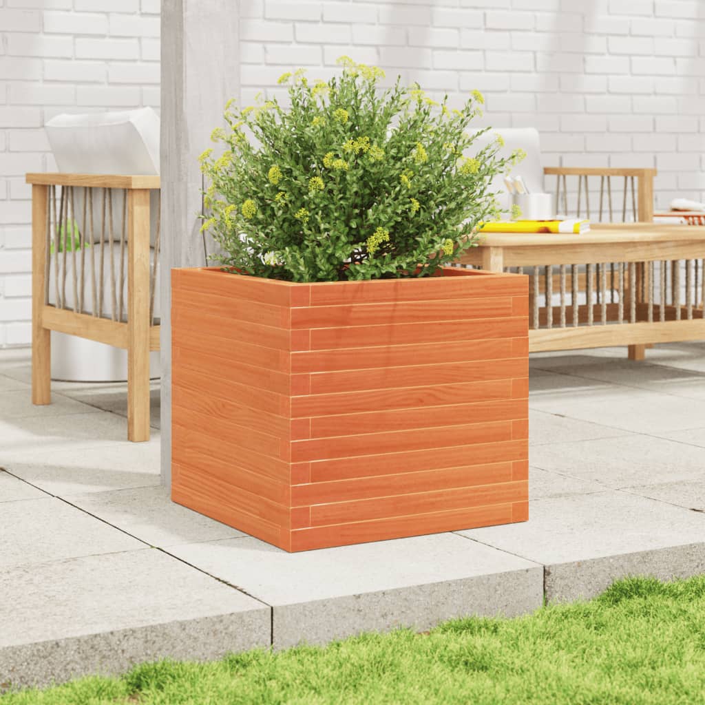 Fioriera Giardino Marrone Cera 50x50x46 cm Legno Massello Pino | homemem39