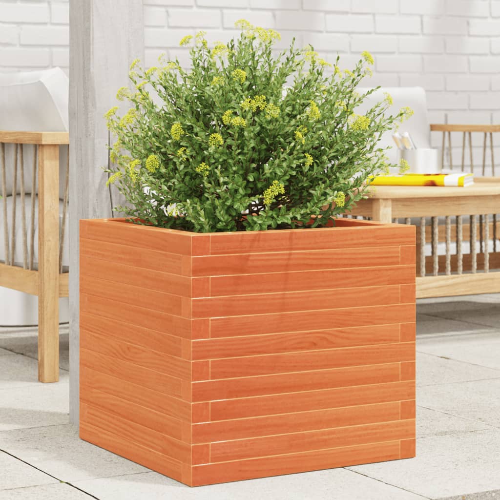 Fioriera Giardino Marrone Cera 50x50x46 cm Legno Massello Pino | homemem39