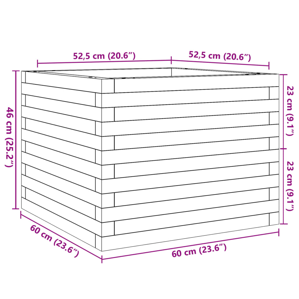 Fioriera Giardino Marrone Cera 60x60x46 cm Legno Massello Pino | homemem39