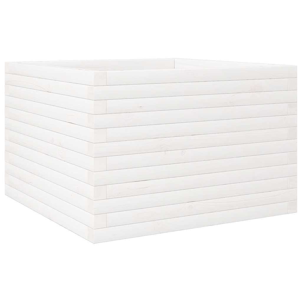 Fioriera da Giardino Bianca 70x70x46 cm Legno Massello di Pino - homemem39