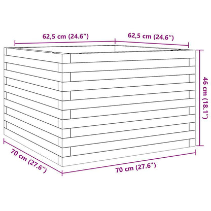 Fioriera Giardino Marrone Cera 70x70x46 cm Legno Massello Pino - homemem39