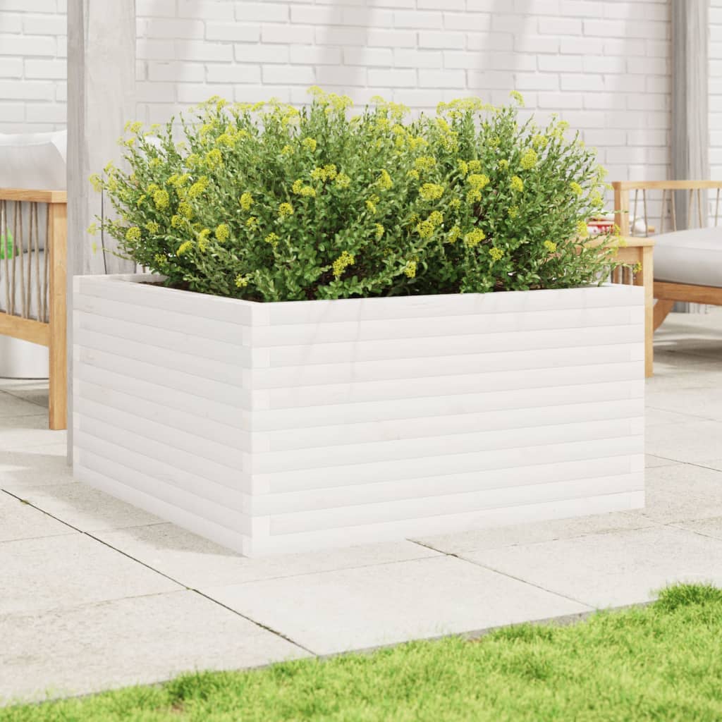 Fioriera da Giardino Bianca 90x90x46 cm Legno Massello di Pino | homemem39