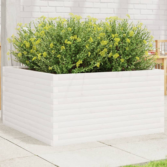Fioriera da Giardino Bianca 90x90x46 cm Legno Massello di Pino | homemem39