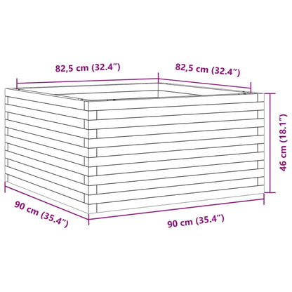 Fioriera Giardino Marrone Cera 90x90x46 cm Legno Massello Pino | homemem39