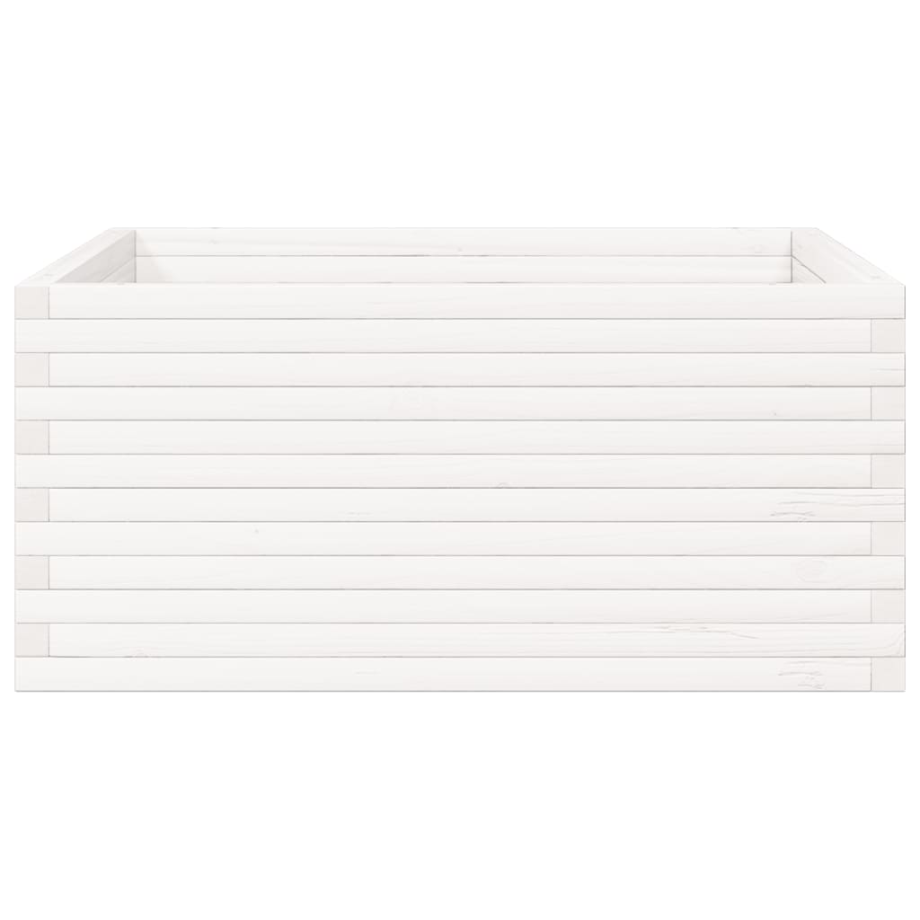 Fioriera da Giardino Bianca 100x100x46cm Legno Massello di Pino - homemem39