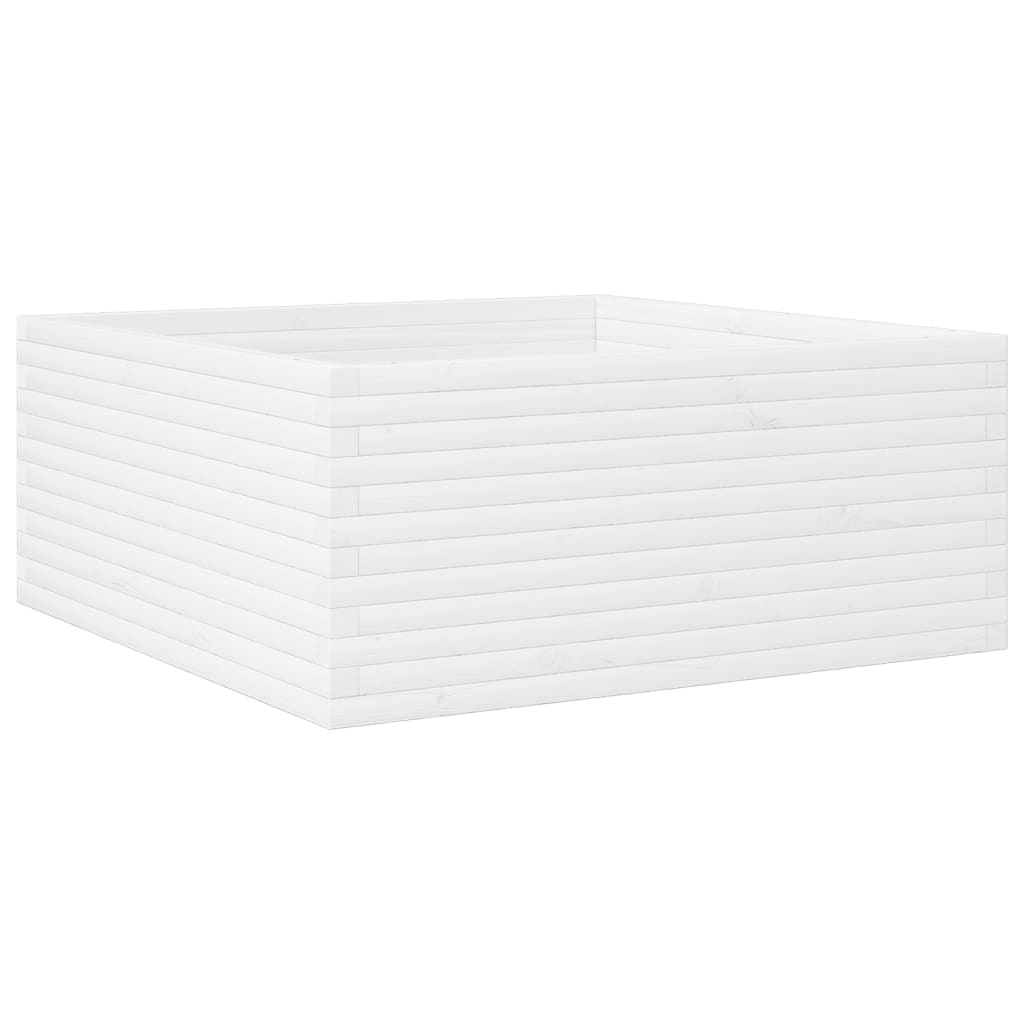 Fioriera da Giardino Bianca 110x110x46cm Legno Massello di Pino | homemem39