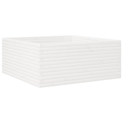 Fioriera da Giardino Bianca 110x110x46cm Legno Massello di Pino | homemem39