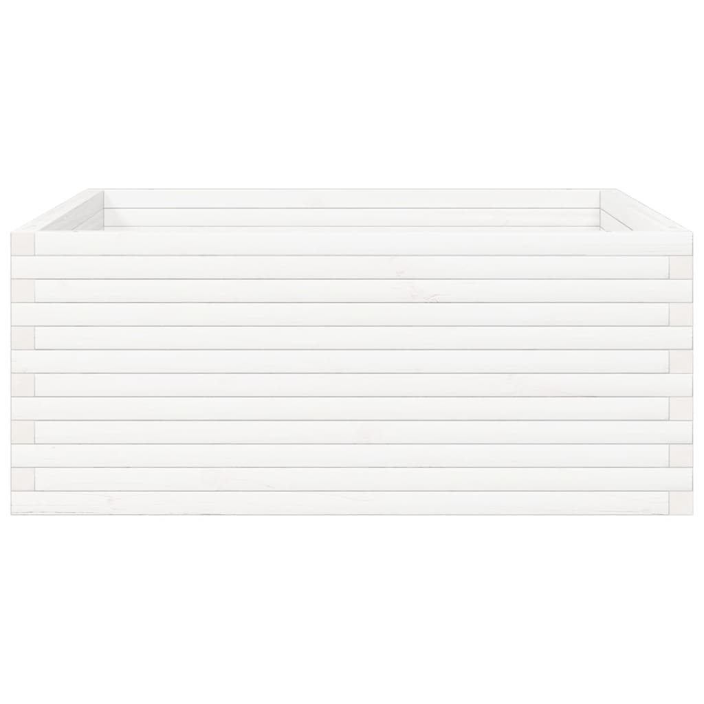 Fioriera da Giardino Bianca 110x110x46cm Legno Massello di Pino - homemem39
