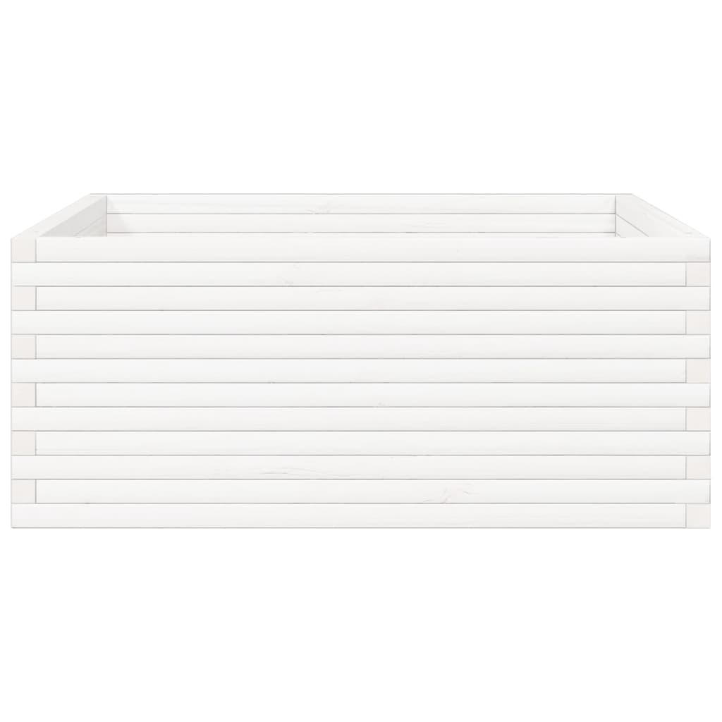 Fioriera da Giardino Bianca 110x110x46cm Legno Massello di Pino | homemem39