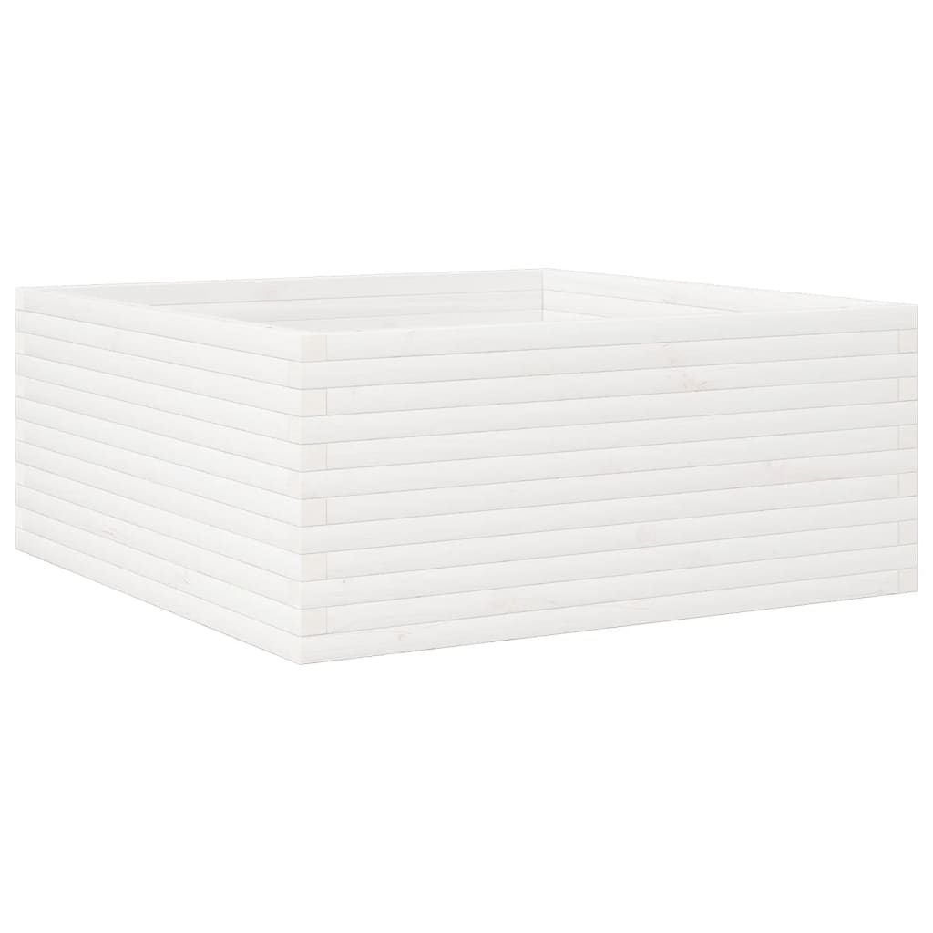Fioriera da Giardino Bianca 110x110x46cm Legno Massello di Pino | homemem39