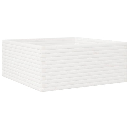 Fioriera da Giardino Bianca 110x110x46cm Legno Massello di Pino | homemem39