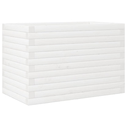 Fioriera da Giardino Bianca 70x40x46 cm Legno Massello di Pino