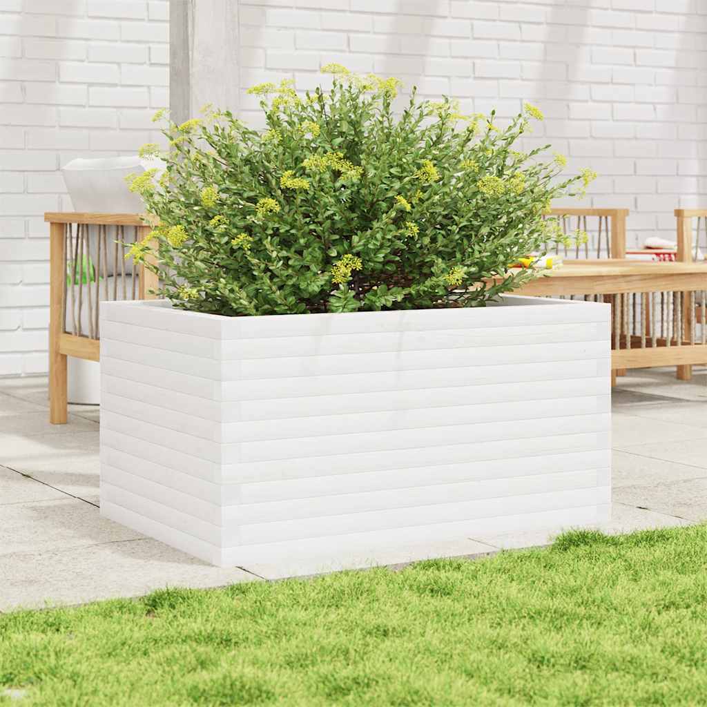 Fioriera da Giardino Bianca 90x60x46 cm Legno Massello di Pino | homemem39