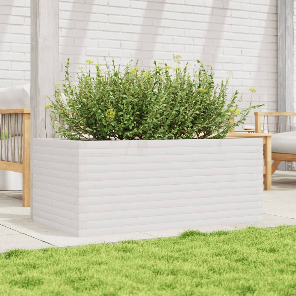 Fioriera da Giardino Bianca 110x60x46 cm Legno Massello di Pino | homemem39