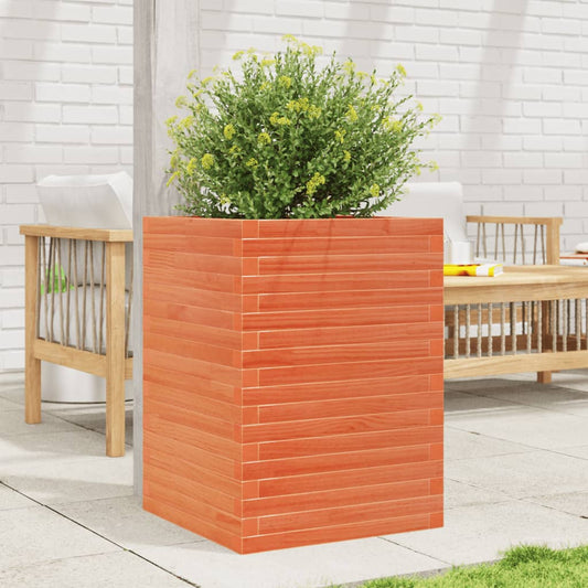 Fioriera Giardino Marrone Cera 50x50x68,5cm Legno Massello Pino | homemem39